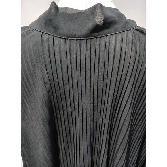 Zenobia Womens Sleeveless Sheer Black Back Bow Tie Closure Top Pleated 3XL New - Picture 6 of 10
